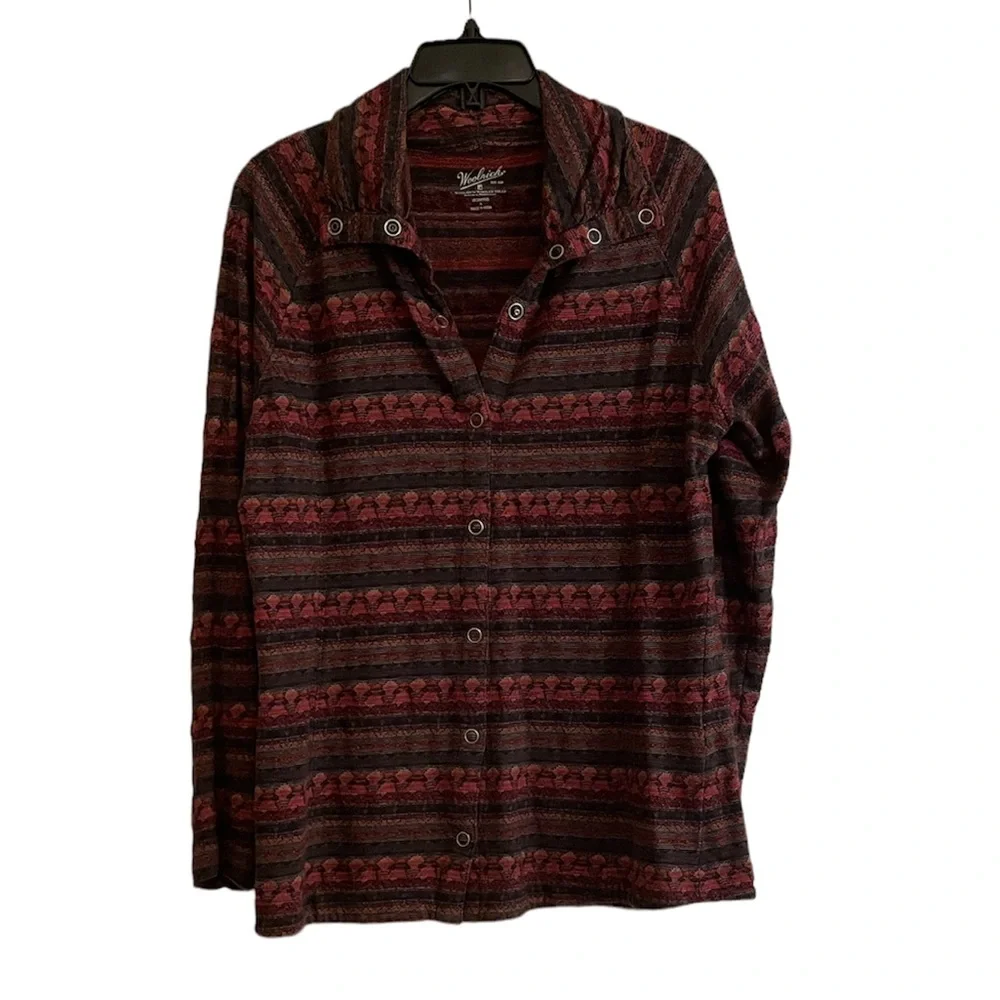 WOOLRICH Plaid Print Button Down 100% Cotton Sweater Jacket - Picture 1 of 10